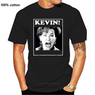 เสื้อยืดคอกลม พิมพ์ลาย Kevin Mom Home Alone Funny Christmas สีดํา พลัสไซซ์ สําหรับผู้ชาย