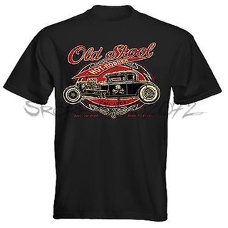 [S-5XL] 【Party Clothing】gildan เสื้อยืดผ้าฝ้าย 100% พิมพ์ลาย Old Skool Hot Rat Rod Muscle V8 Retro 50S สีดํา แฟชั่นฤดูร