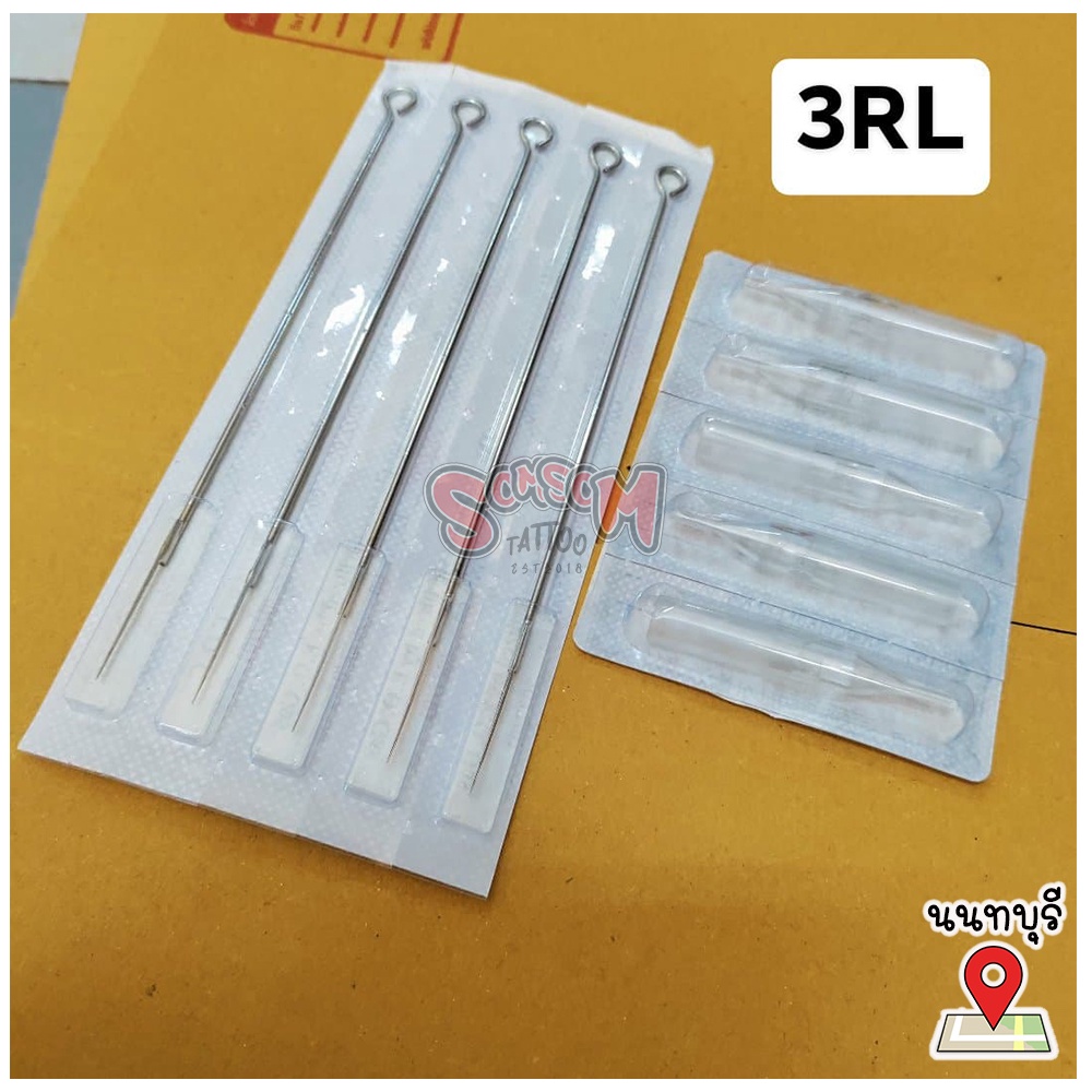 อุปกรณ์สักเดินเส้น 3rl 5เล่ม ปลายพลาสติก5ชิ้น