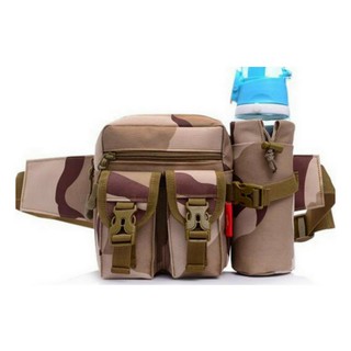 กระเป๋าคาดเอว ใส่ขวดน้ำได้ กระเป๋าเดินป่า ผ้าแคนวาส รุ่น K034-5