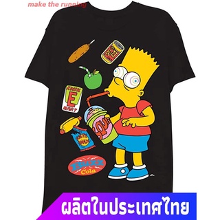 เสื้อยืดผ้าฝ้ายพิมพ์ลาย【Hot】make the running ซิมป์สันเสื้อยืดกีฬา The Simpsons Mens Bart Simpson Clic Shirt Homer, Bart