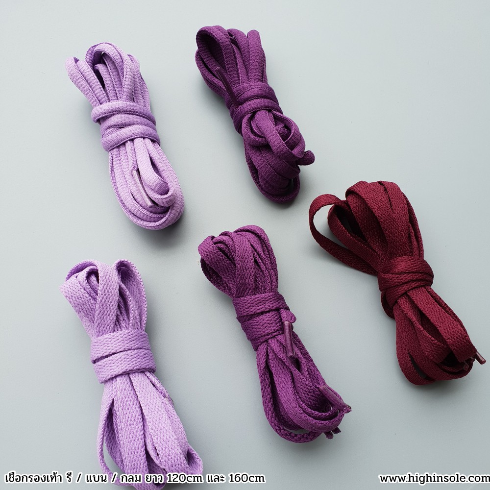 เชือกรองเท้า สีม่วง ความยาว 120-160cm พร้อมส่ง (M) ราคา ถูกที่สุด ดีลบีเคเค แกลเลอรีภาพที่ 3