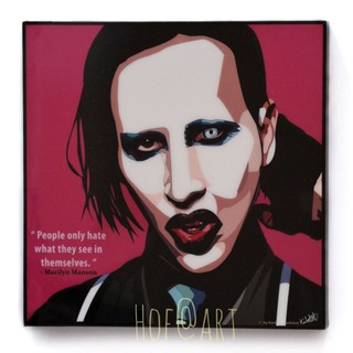 Marilyn Manson #1 มาริลีน แมนสัน รูปภาพ​ติดผนัง pop art นักร้องอินดัสเทรียลเมทัล กรอบรูป แต่งบ้าน ของขวัญ ของสะสม