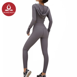 MOVING PEACH Women Sets Yoga Hoodie with Fitness Leggings BSF+DLF