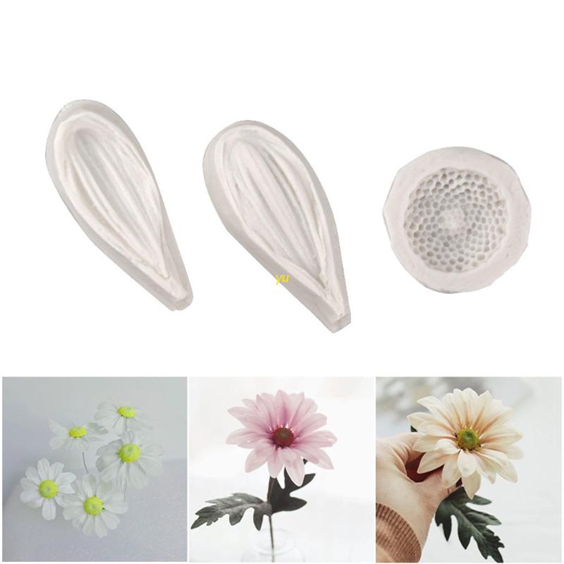 yu Set of 3 Fondant Moulds Sugarcraft Biscuit Molds Small Daisy Stamen Shape Mold Cake Mould Pastry 