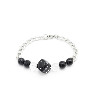 พร้อมส่ง 💥 Fouthsep - Pearl Black Dice Bracelet กำไลข้อมือแสตนเลส ไข่มุก ลูกเต๋า