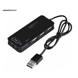 【OPHE】7.1 ช่อง 3 พอร์ต USB ฮับการ์ดเสียงภายนอก อะแดปเตอร์ไมโครโฟน สําหรับ PC แล็ปท็อป