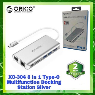 ORICO XC-304 8 in 1 Type-C Multifunction Docking Station Silver USB C To USB 3.0 HDMI VGA 3.5 มม. RJ45