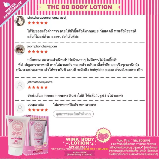 Baby Kiss Wink Aura Pink บีบีทาตัวขาว SPF30 thumbnail 6