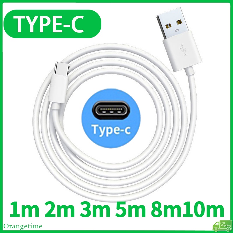 จัดส่งที่รวดเร็ว1M 2m 3M 5M 8M 10M ยาว USB Type C สายชาร์จ USB C สายชาร์จข้อมูลใช้งานร่วมกับสําหรับโทรศัพท์ PC กล้อง Monitors