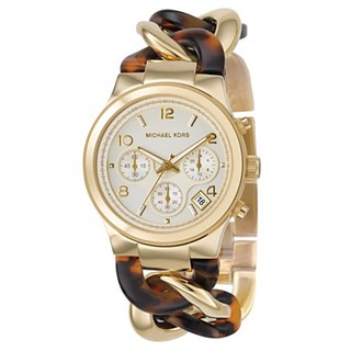 Michael Kors Chain Link Acrylic Gold-tone Ladies Watch MK4222 (ขนาด 38mm) ของแท้ พร้อมส่ง