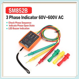 [IN STOCK] SM852B 3 phase อุปกรณ์มิเตอร์สําหรับใช้ในการทดสอบกระแสไฟฟ้า 60 v - 600v,SM852B 3 Phase Rotation Sequence Indi