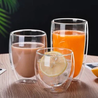 แก้วใสสองชั้น สำหรับใส่เครื่องดื่ม น้ำสมุนไพร น้ำผลไม้ กาแฟ Double Wall Glass ใส่ได้ทั้งร้อนเย็น