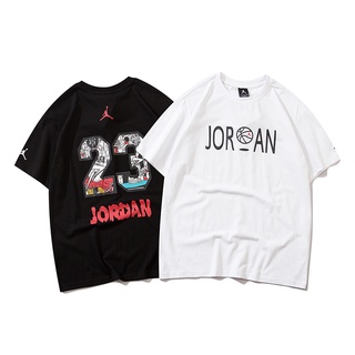 ราคาต่ำสุดเสื้อยืดแขนสั้น ผ้าฝ้าย พิมพ์ลาย Jordan แฟชั่นสําหรับผู้ชาย และผู้หญิงS-3XL