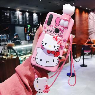 สําหรับ VIVO Y17 Y15 Y12 Y11 การ์ตูนน่ารัก Hello Kitty เคส ซิลิโคนนิ่ม สีชมพู เคส พร้อมสายคล้อง