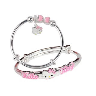 สร้อยข้อมือเงินสเตอร์ลิง S990 ลาย hello kitty ของขวัญวันเกิด สําหรับเด็กผู้หญิง XvL5