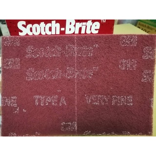 3M แผ่นใยขัด สก๊อตซ์ไบรต์ 7447B สีแดง 6x9 นิ้ว Scotch-Brite เทียบเท่ากระดาษทรายเบอร์ 320-400