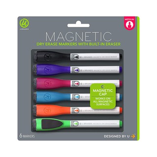 U Brands : UBD520U06-24* ปากกาไวท์บอร์ด Low Odor Magnetic Dry Erase Markers With Erasers