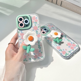 พร้อมส่ง🍃🍳เคสสำหรับ iPhone case เคสไอโฟน เคสดอกไม้+holderดอกไม้ไข่ดาว I11,11promax,12,12pro,12promax,13,13Pro,13Promax