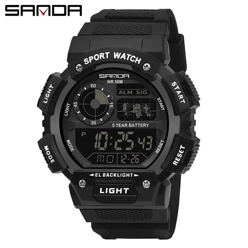 Sanda 6009/in stock รายการใหม่เดิมนาฬิกากันน้ำนาฬิกาดิจิตอลมัลติฟังก์ชั่นาฬิกาดิจิตอลผู้ชายแฟชั่นหรูหราผู้ชายนาฬิกาสันทนาการมัลติฟังก์ชั่