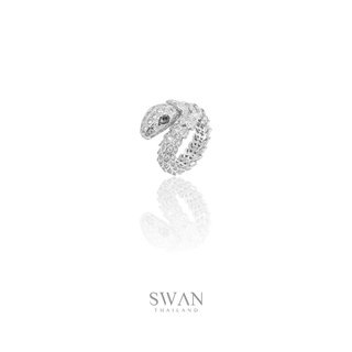 SWAN - Snake Ring (L) แหวนเงินแท้ ดีไซน์งู ฝังเพชรคิวบิคเซอร์โคเนีย cubic zirconia