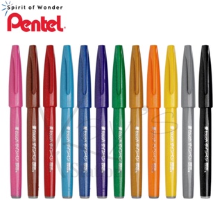 Pentel ปากกาพู่กัน Pentel Fude Touch Brush เขียน calligraphy ปากกาเมจิก หัวพู่กัน สี original สี พาสเทล Brush Sign Pen