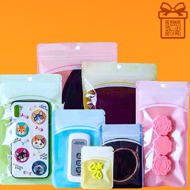 (1 ชิ้น) ถุงซิปล็อค แบบหนา หน้าใส-หลังสีพื้น ขอบมน เจาะรู ตั้งไม่ได้ packaging สีพาสเทล