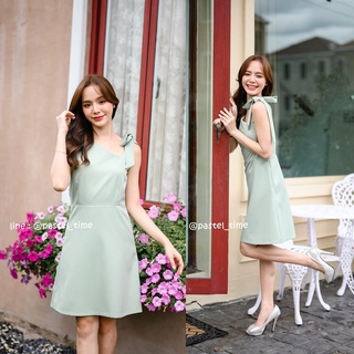 Piper Bow Dress - สีเขียวมัทฉะ [Made by Pastel Time]