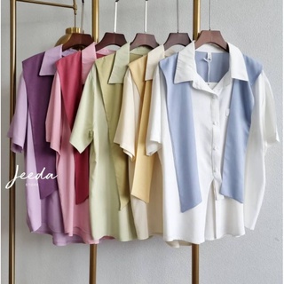 New 🍋 เสื้อเชิ้ตแขนสั้น ดีเทลน่ารักใส่ได้หลายแบบมาก ผ้านิ่ม พริ้ว สวยใส่สบาย งานนำเข้า ดีไซน์เก๋สุดๆ   #89500
