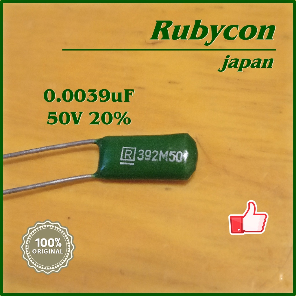 Capacitor ชนิด ไมล่า ยี้ห้อ Rubycon ค่า 0.022uf ,0.0039uf เป็น C JAPAN ของใหม่เก่าเก็บ NOS