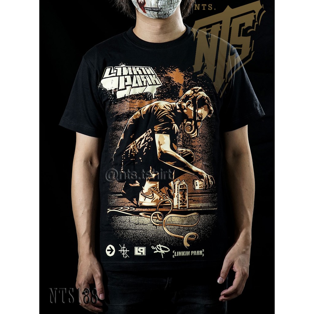 NTS​ 188 Linkin Park LP เสื้อยืด ลายวงดนตรี ซิลค์สกรีน ผ้าคอตตอนหนานุ่ม ไม่หดไม่ย้วย สีดำ S M L XL XXL