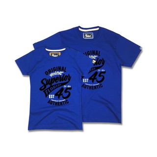 เสื้อยืดสีขาว9nine เสื้อสกรีนกำมะหยี่ รุ่น VL501 (สีน้ำเงิน)