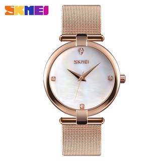 SKMEI NEW Fashion Luxurious Ladies Watch Quartz Watches Waterproof Stainless Steel Band Women Quartz Wristwatch Reloj
