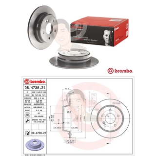 08 4738 21 จานเบรค ล้อ R (ยี่ห้อ BREMBO) รุ่น UV Benz W202 C180-280 ปี1993-2000***ราคาต่อข้าง