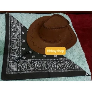 หมวกคาวบอยแถมผ้าพันคอ ครบชุดผู้ใหญ่ คละสี พร้อมส่งทั่วประเทศ