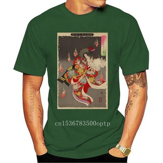 ขายดี!พร้อมส่ง เสื้อยืดแขนสั้น พิมพ์ลาย Ukiyo E Woodblock Art Kitsune Ghost Fox Princess หลากสี แฟชั่นฤดูร้อน สไตล์ญี่ปุ