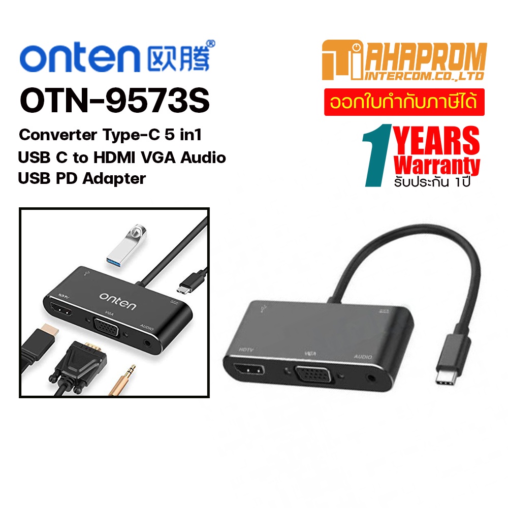 Onten OTN-9573S Type-C To HDMI/VGA/USB3.0/PD converter.