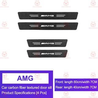 AMG 4ชิ้น คาร์บอนไฟเบอร์ แผ่นกันรอยประตูรถยน กันรอยประตูรถยนต์ สติ๊กเกอร์ติดรถ สำหรับ Mercedes Benz w212 w124 w202 w204