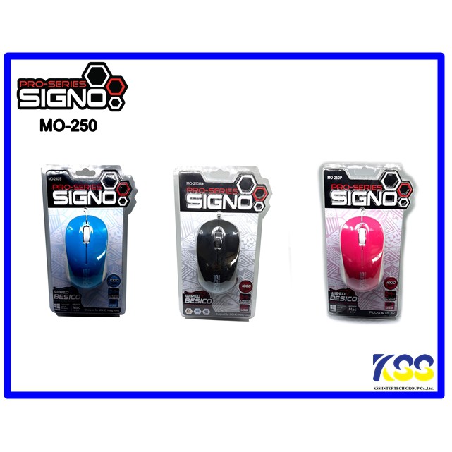 เมาส์ Signo MO-250 Optical USB สีดำ/ชมพู