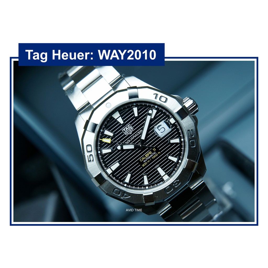 นาฬิกา แทคฮอยเออร์ Tag Heuer Aquaracer 43mm ออโต้ สีดำ สตีล สายเหล็ก ประกันศูนย์ WAY2010 [Avid Time ของแท้ 100%]