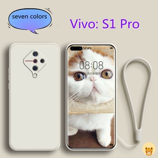 เคส Vivo S1 Pro ปลอกฟรีเชือกเส้นเล็ก + แฟชั่น เรียบง่าย TPU เคสโทรศัพท์ ซิลิโคนนิ่ม