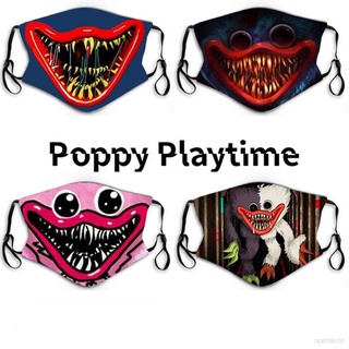 Poppy Playtime หน้ากากอนามัย ผ้าเรยอน แบบนิ่ม กันฝุ่น ซักได้ ใช้ซ้ําได้ สีดํา สไตล์เกาหลี สําหรับผู้ใหญ่ ทุกเพศ