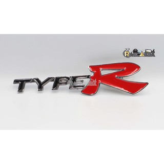 Type R โลโก้Type R  สติ้กเกอร์ Type R โลโก้โลหะ Type R Stickerติดข้างรถแบบ 1 ชิ้น สีขาวแดง,สีดำแดง