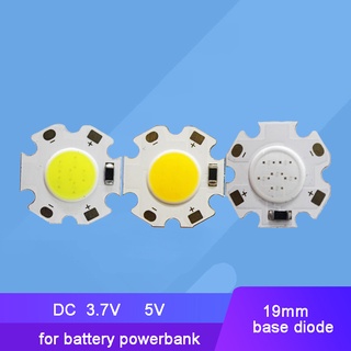 2 ชิ้น อินพุต 3.7V 5V 3W วอร์มไวท์บลู LED COB ไฟ + ฐานดาว 19 มม.