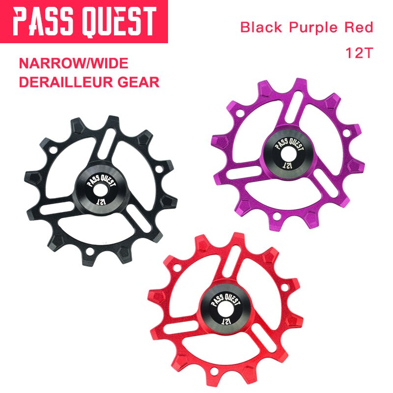 PASSQUEST 12T 14T MTB จักรยานแบริ่ง Jockey ล้ออลูมิเนียมจักรยานด้านหลัง Derailleur Pulleys For9-12 ความเร็ว