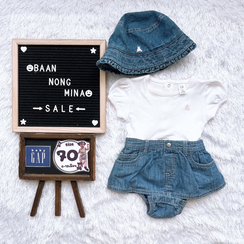 ชุดเซ็ทบอดี้สูท+หมวก ปักหมีสีชมพู Baby Gap