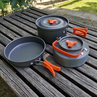 ✕♨ﺴPortable Non-stick Aluminum Alloy Camping Cookware Outdoor Cooking Teapot Picnic Tableware Kettle Pot Frying Pan