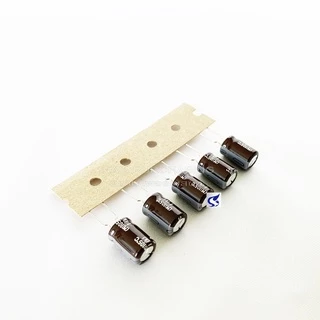 (จำนวน 5ชิ้น) 220UF 25V NIPPON 105C SIZE 8X11.5MM. TAPPING สีน้ำตาล ขาห่าง คาปาซิเตอร์
