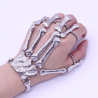 พร้อมส่ง สร้อยข้อมือ ยืดหยุ่น ลายกะโหลกนิ้วมือ โครงกระดูก สไตล์โกธิค พังก์ ของขวัญวันคริสต์มาส ฮาโลวีน สําหรับผู้หญิง แฟน แฟนสาว