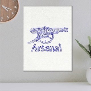 โปสเตอร์ ผ้าแคนวาส ตราสโมสร Arsenal อาร์เซนอล ลายเส้นปากกาหมึกน้ำเงิน ภาพวาดสเก็ตช์